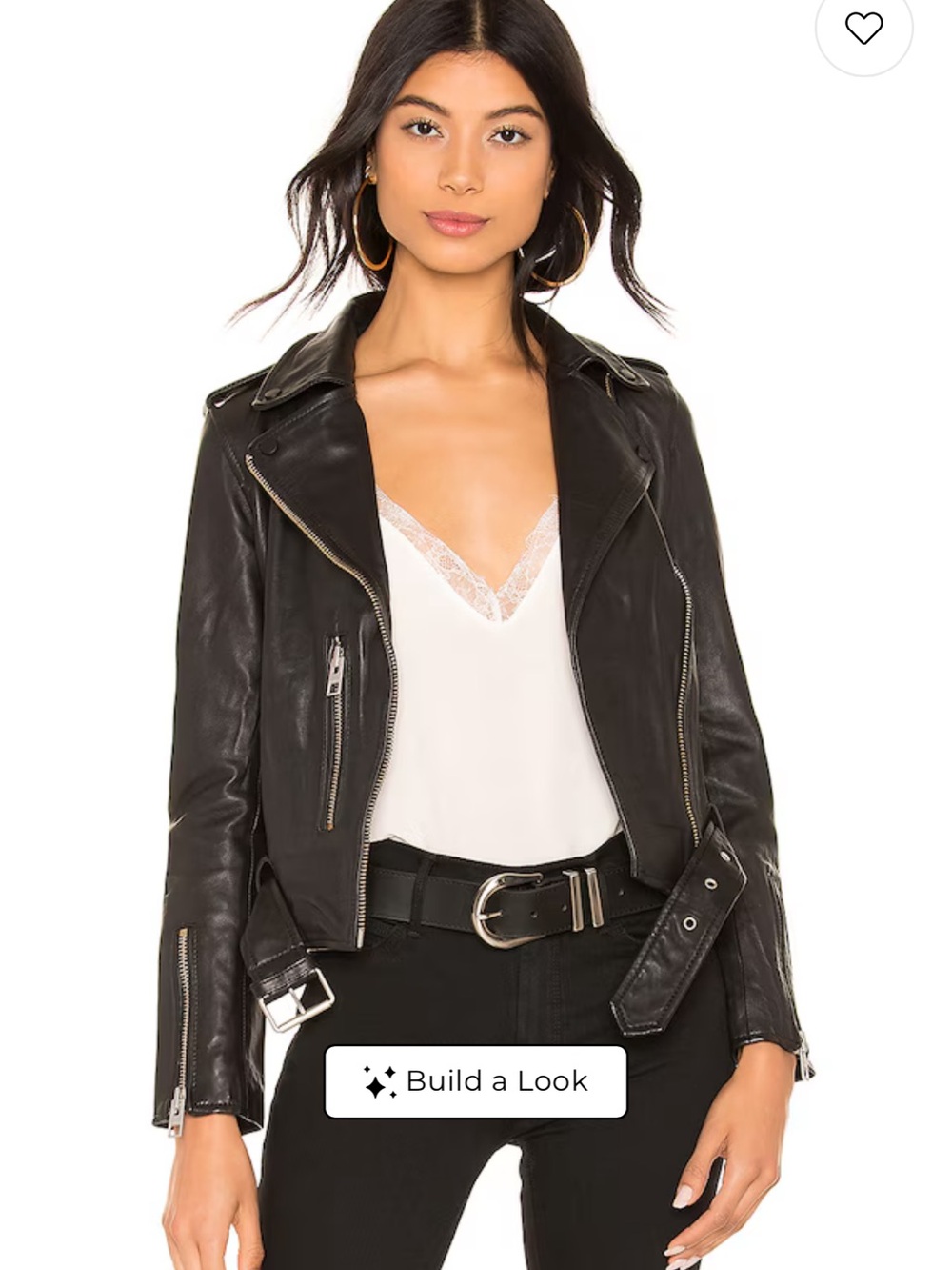All Saints 💯 leather soft Balfern Black Leather Moto Biker Jacket with Belt Sz 2